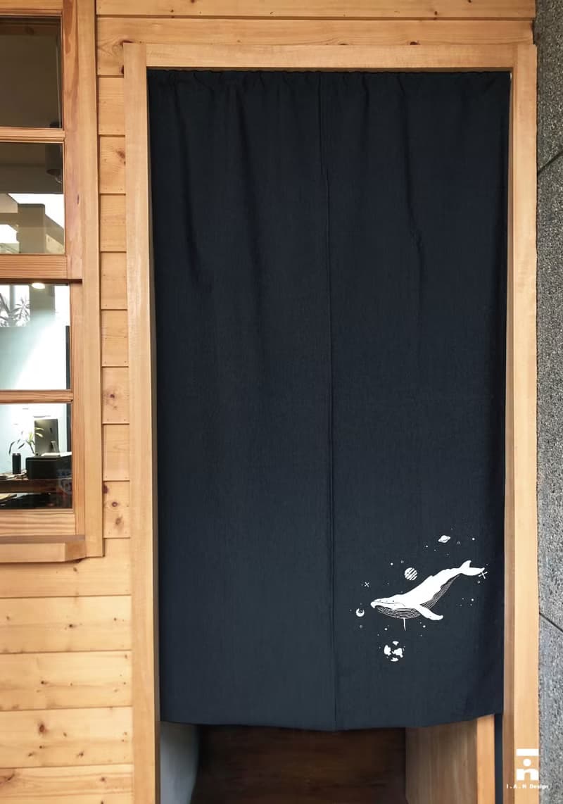(多色款訂製專區)深藍52Hz-有機棉絹印日式中門簾 Organic Cotton