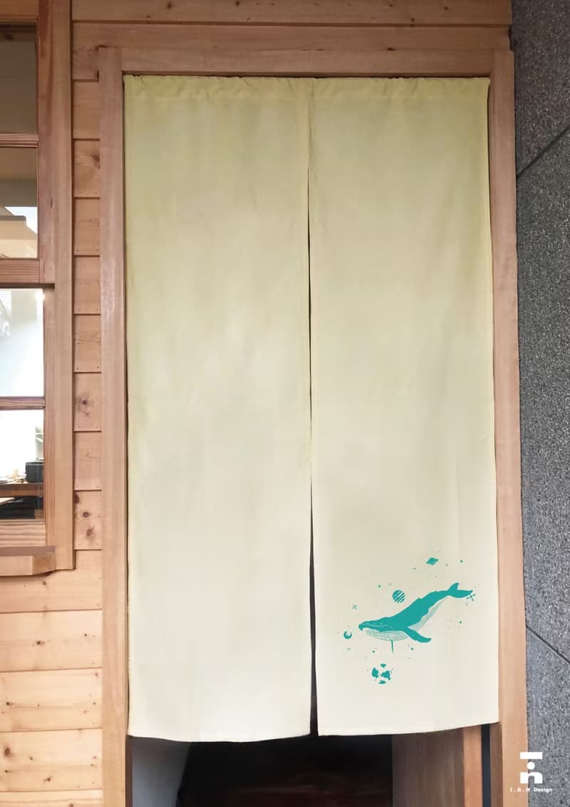 (多色款訂製專區)深藍52Hz-有機棉絹印日式中門簾 Organic Cotton