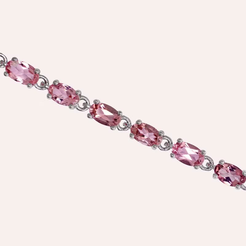 安珠 碧璽 粉色 橢圓 3*5mm 手鍊 和諧系列 Oval B 寶石銀飾