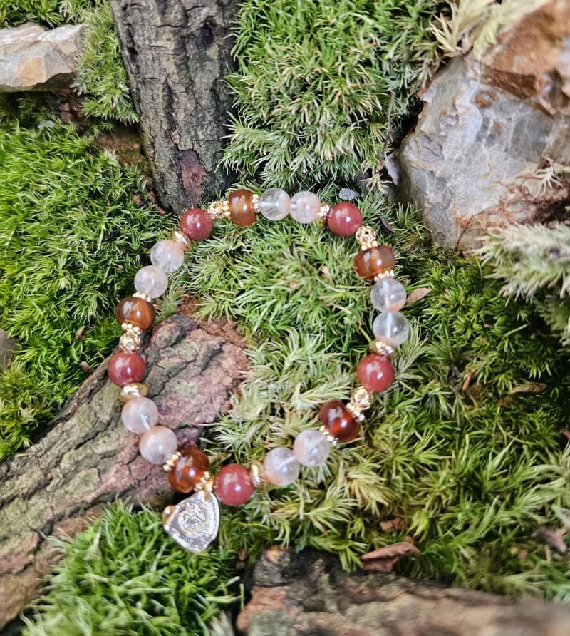 火焰之韻瑪瑙之心-火焰紅兔毛/花幽靈/紅瑪瑙/水晶手鍊/招財