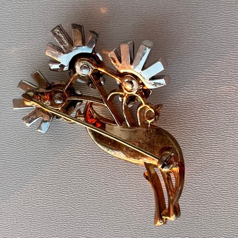 Trifari Antique Radiance Flower Bouquet Brooch with purple crystals 1950s Rare