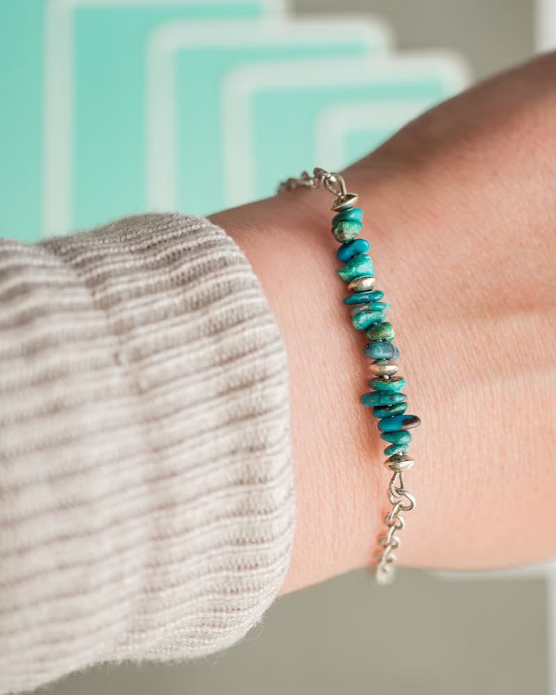 Natural Chrysocolla Bracelet, 925 Sterling Silver, Mom's Gift, Taurus Birthstone
