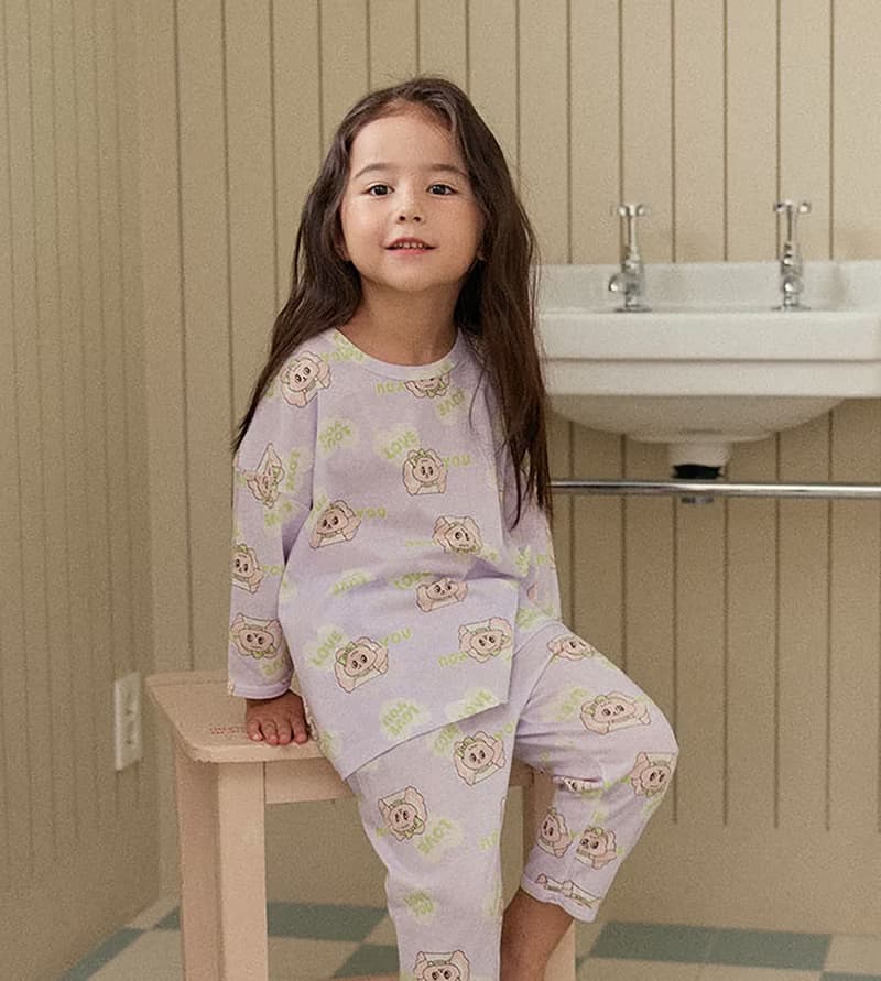 愛心緞帶狗狗-【寬鬆】植纖衣長袖韓國童裝-K60309