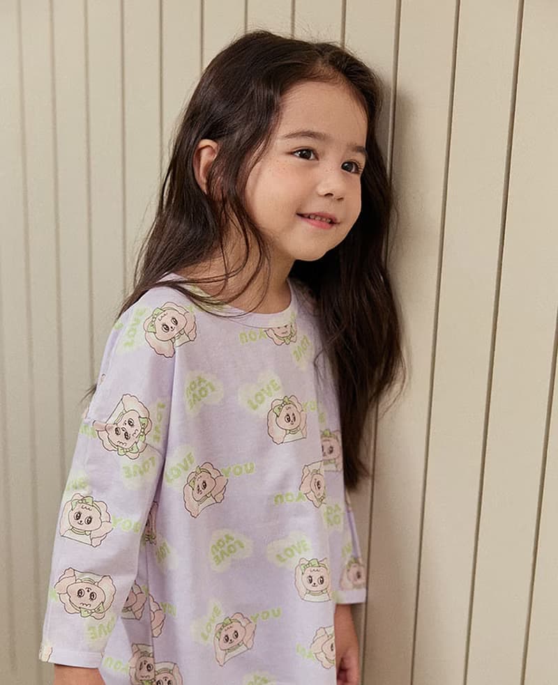 愛心緞帶狗狗-【寬鬆】植纖衣長袖韓國童裝-K60309