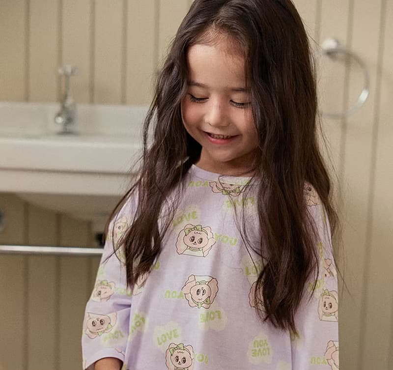 愛心緞帶狗狗-【寬鬆】植纖衣長袖韓國童裝-K60309