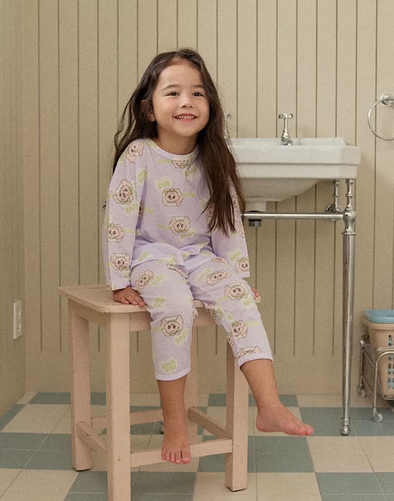 愛心緞帶狗狗-【寬鬆】植纖衣長袖韓國童裝-K60309