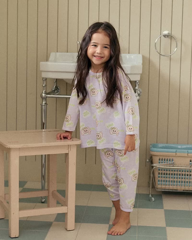 愛心緞帶狗狗-【寬鬆】植纖衣長袖韓國童裝-K60309