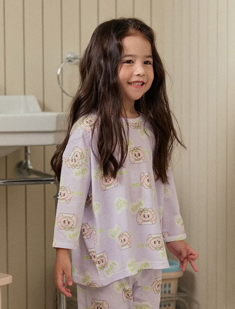 愛心緞帶狗狗-【寬鬆】植纖衣長袖韓國童裝-K60309