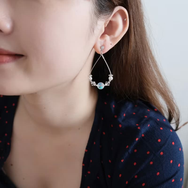 Jodie | Swarovski 水晶月亮石玻璃珠水滴型耳環