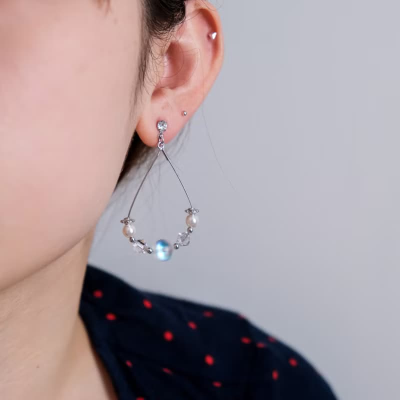 Jodie | Swarovski 水晶月亮石玻璃珠水滴型耳環
