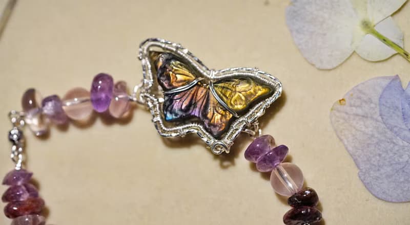 純手工銀繞線蝴蝶寶石手鏈