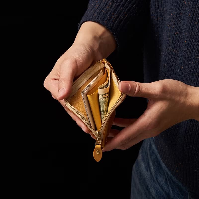 L型拉鍊零錢包 L Zip Coin Wallet / 墨綠 DarkGreen / 免費刻字