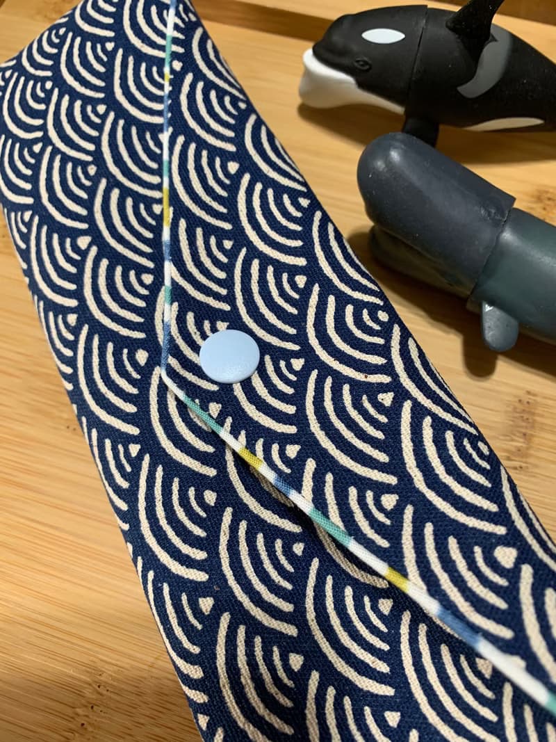 文青風環保純棉筷袋 ~ 寧靜海紋 沈穩藍 潮物 收納 手作餐具袋 禮