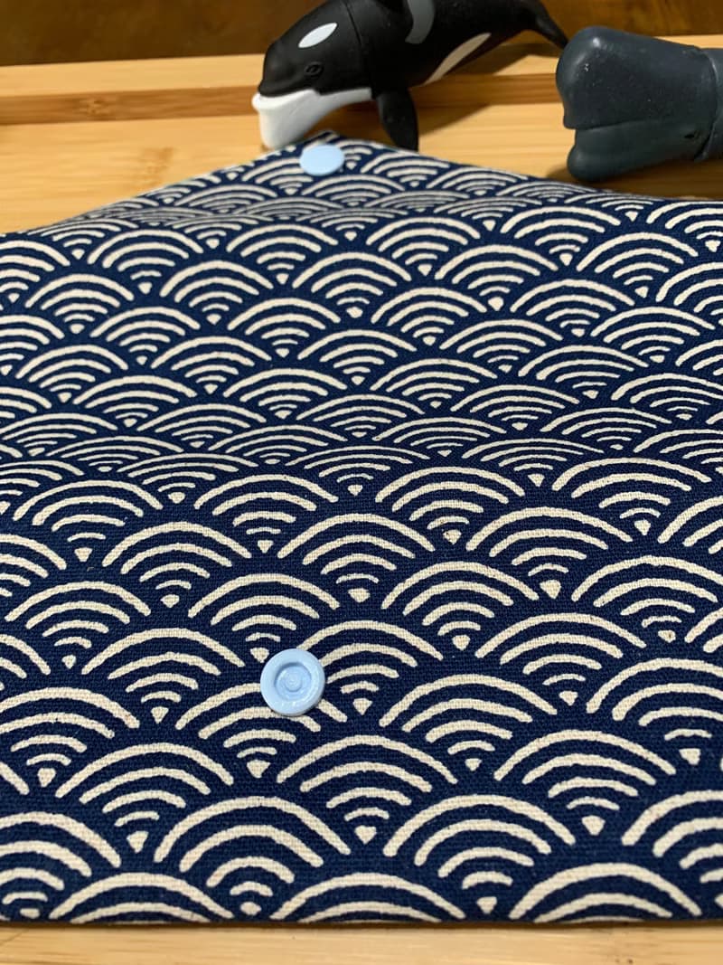 文青風環保純棉筷袋 ~ 寧靜海紋 沈穩藍 潮物 收納 手作餐具袋 禮