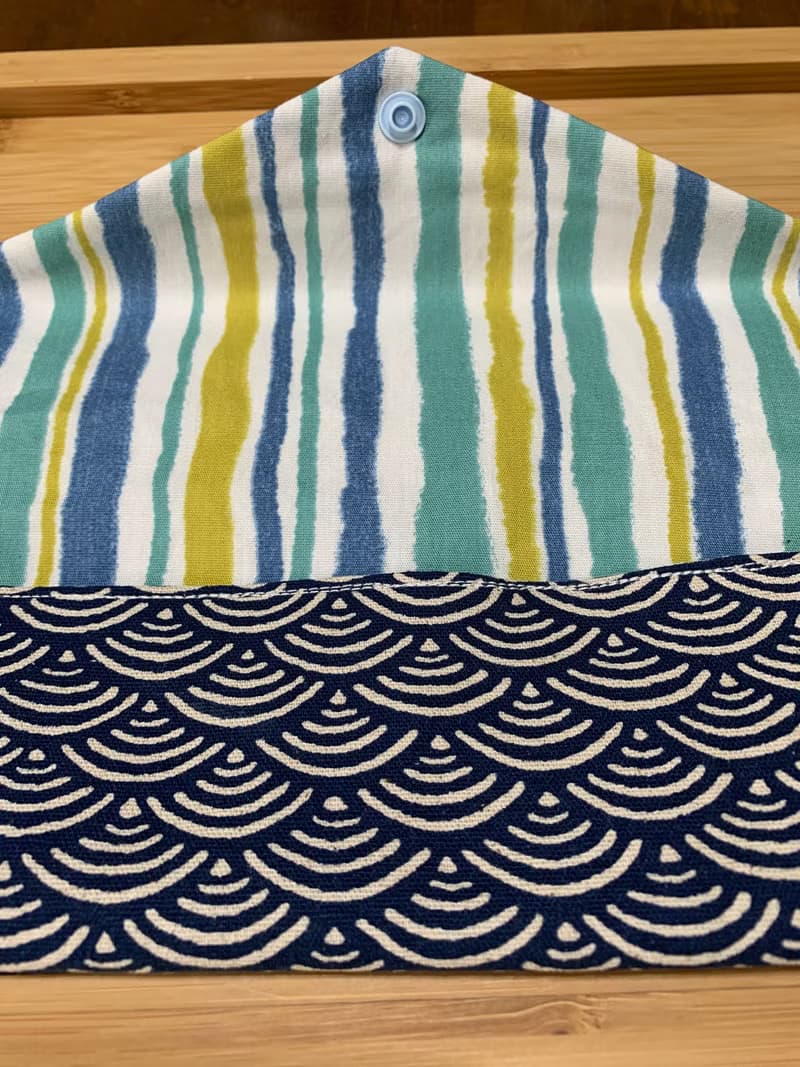 文青風環保純棉筷袋 ~ 寧靜海紋 沈穩藍 潮物 收納 手作餐具袋 禮