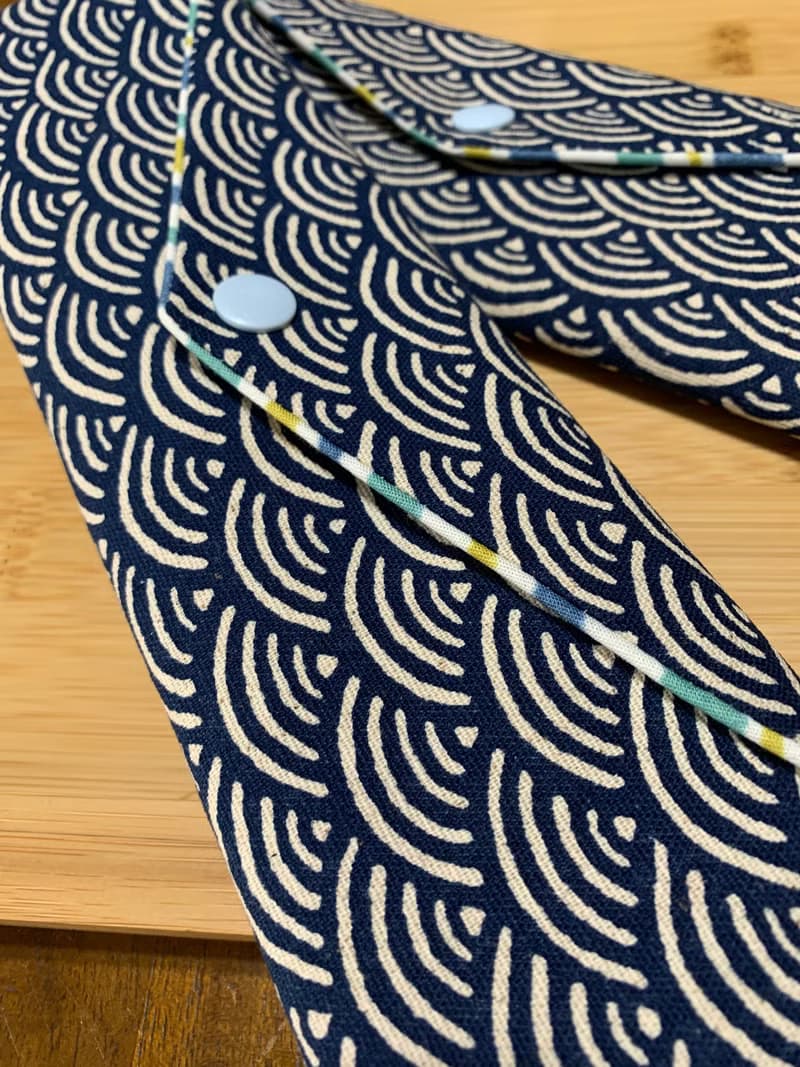 文青風環保純棉筷袋 ~ 寧靜海紋 沈穩藍 潮物 收納 手作餐具袋 禮