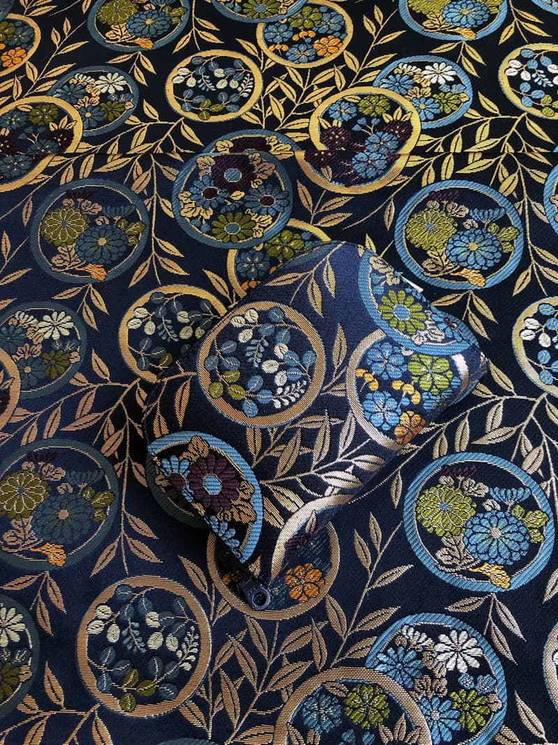 京西陣金襴錦織【紺藍圈上華文】-短夾/皮夾/零錢/禮物