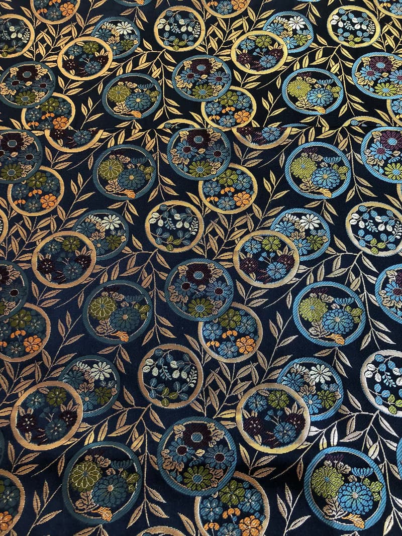 京西陣金襴錦織【紺藍圈上華文】-短夾/皮夾/零錢/禮物