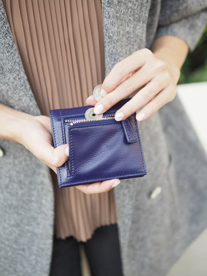 Hannah (Indigo) : Small leather short wallet, folded wallet, Mini wallet