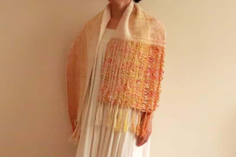 手織りストール　リネンコットン　Sun　タペストリー　ギフト　Shawl (S) 82　母親節　禮物　生日禮物