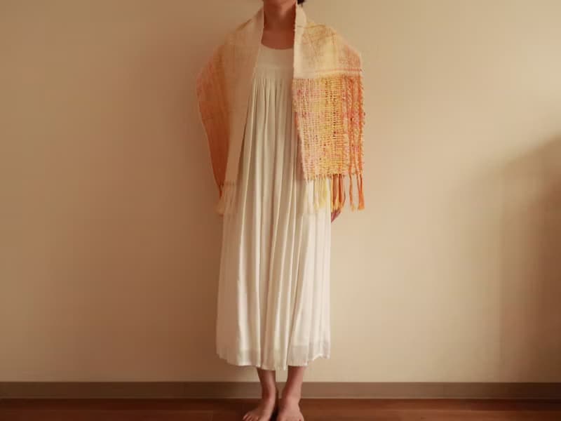 手織りストール　リネンコットン　Sun　タペストリー　ギフト　Shawl (S) 82　母親節　禮物　生日禮物