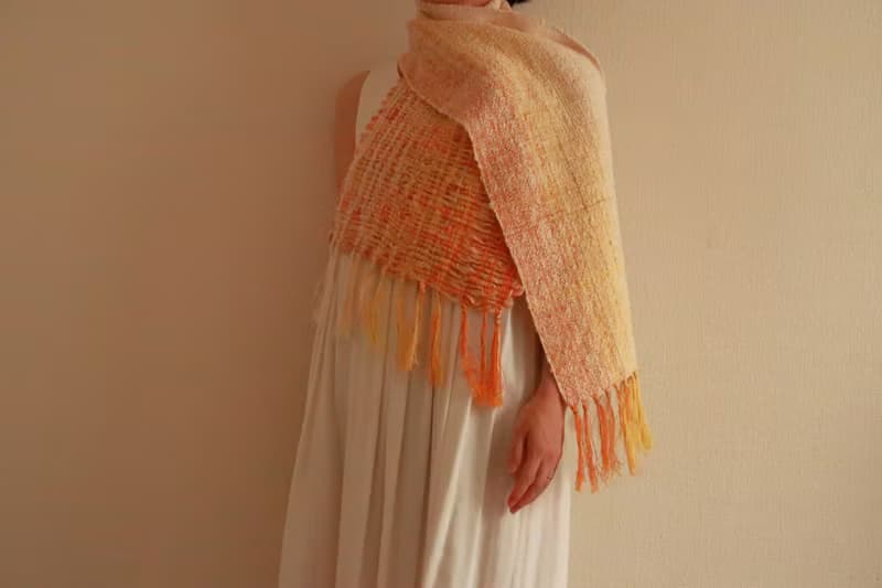 手織りストール　リネンコットン　Sun　タペストリー　ギフト　Shawl (S) 82　母親節　禮物　生日禮物