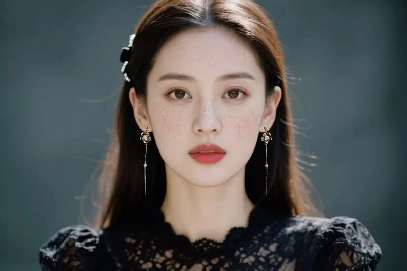 復古寶石感 復古花朵 長款不對稱垂墜耳環