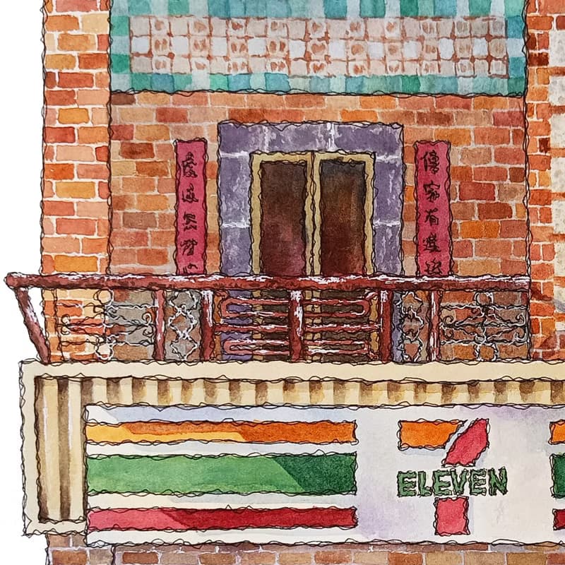 台灣街屋懷舊海報-復古7-11-雜貨店-藝術微噴/掛畫/複製畫