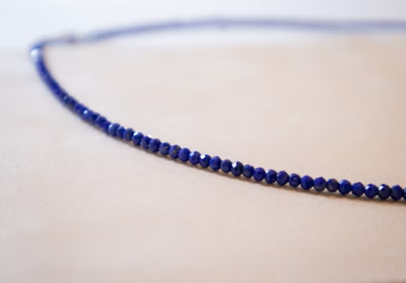 阿富汗青金石- 十二月 誕生石 925 SILVER切面2.5mm- 頸鏈