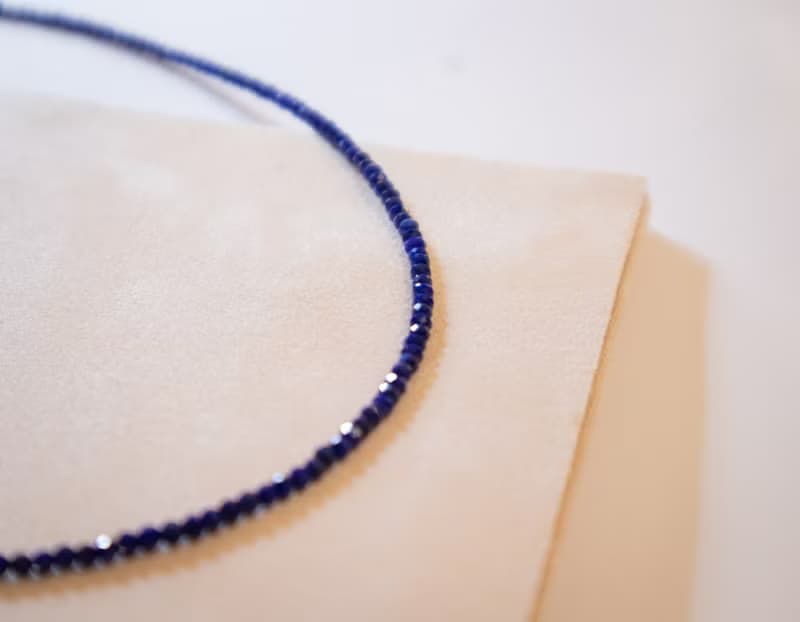 阿富汗青金石- 十二月 誕生石 925 SILVER切面2.5mm- 頸鏈