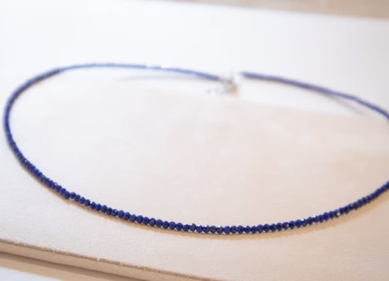 阿富汗青金石- 十二月 誕生石 925 SILVER切面2.5mm- 頸鏈