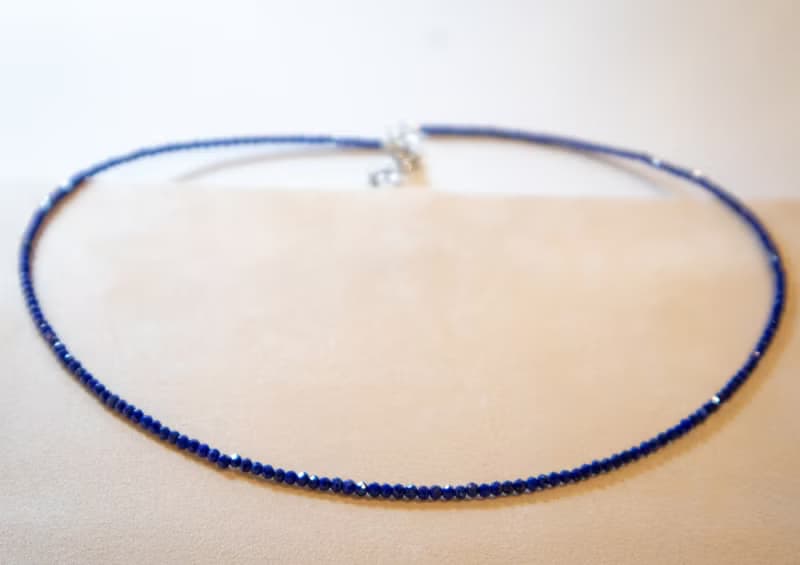 阿富汗青金石- 十二月 誕生石 925 SILVER切面2.5mm- 頸鏈