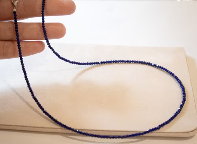 阿富汗青金石- 十二月 誕生石 925 SILVER切面2.5mm- 頸鏈