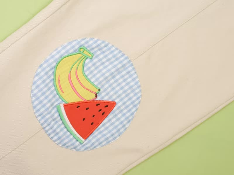 水果派對長褲 復古昭和 可愛舒服 精美刺繡 重工休閒褲