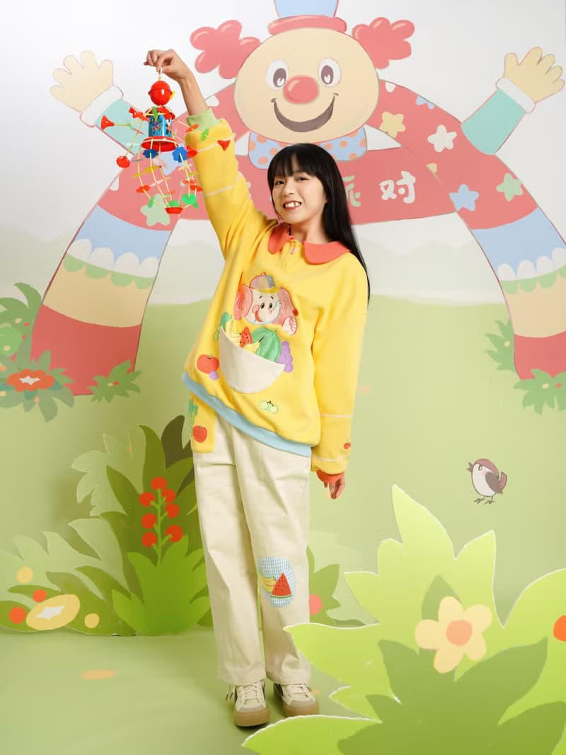 水果派對長褲 復古昭和 可愛舒服 精美刺繡 重工休閒褲