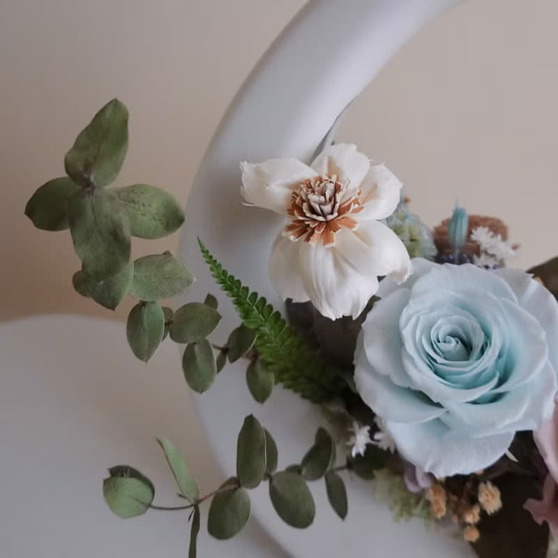 永生花特色O型大提籃-淺粉藍