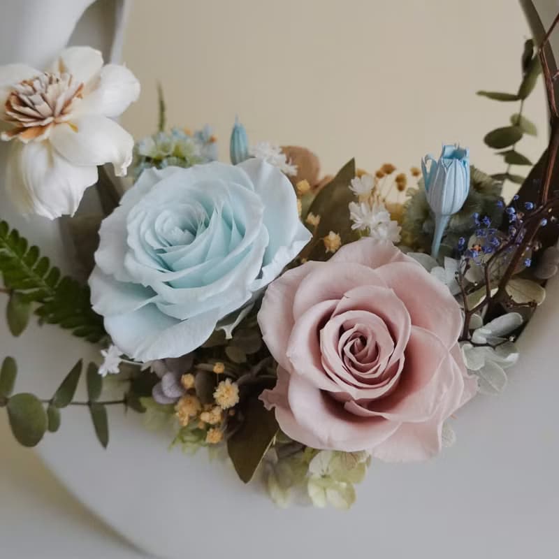 永生花特色O型大提籃-淺粉藍