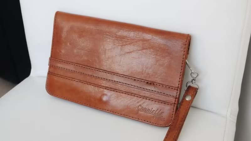 巴黎啡色真皮手提袋