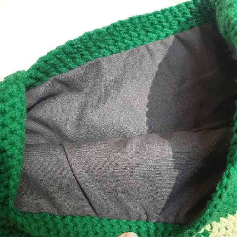 Hand Crochet Woman Green Handbag Shopping Bag Shoulder Bag Handmade