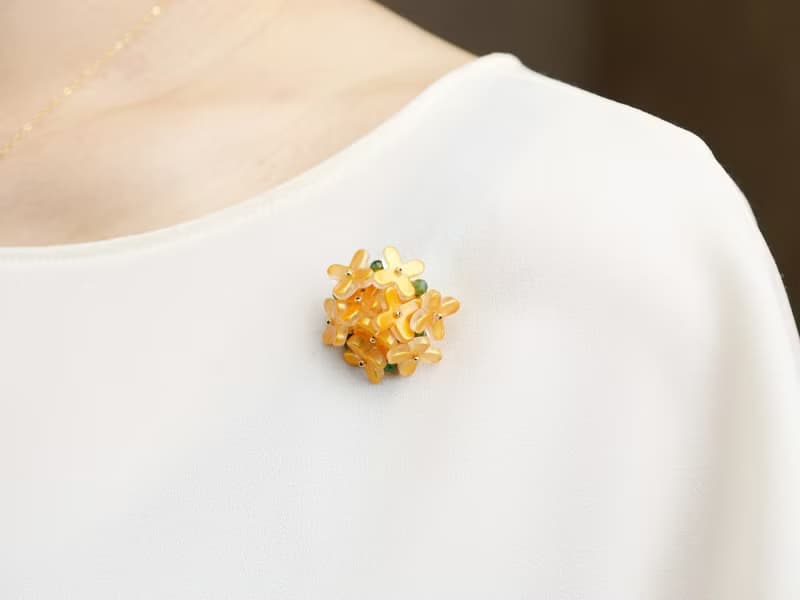 【 ブローチ 】金木犀の花束 ・ オレンジ 秋 お花