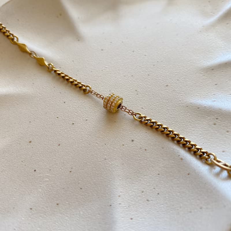 日光迴圈-鋯石 黃銅手鍊