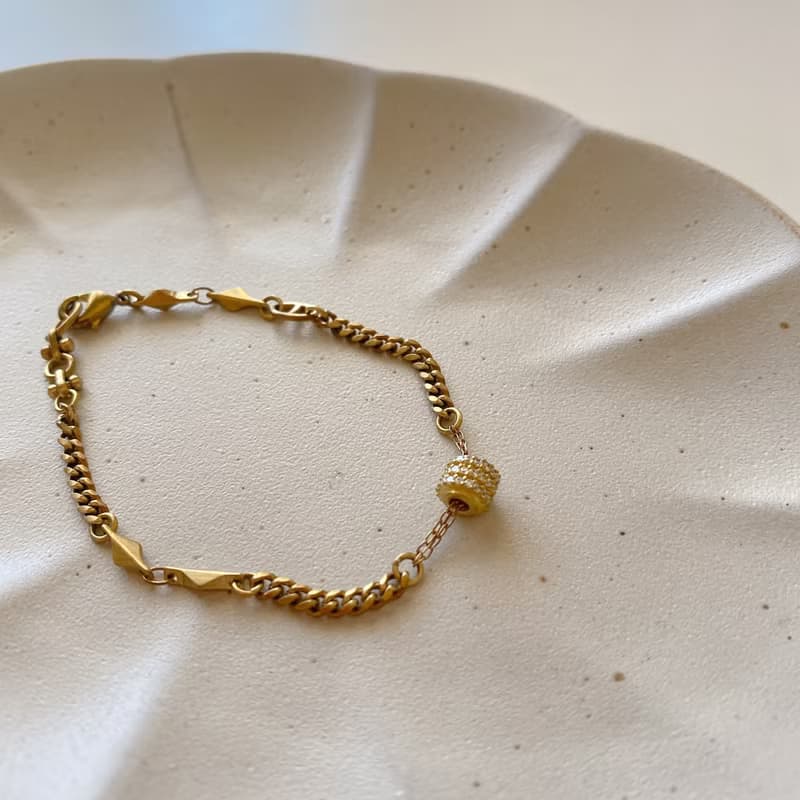 日光迴圈-鋯石 黃銅手鍊