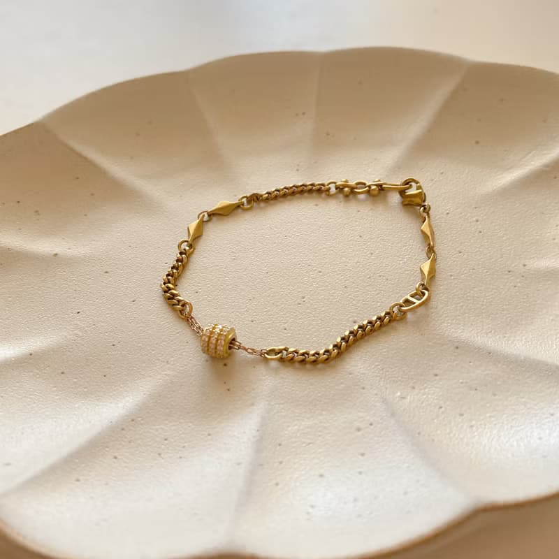 日光迴圈-鋯石 黃銅手鍊