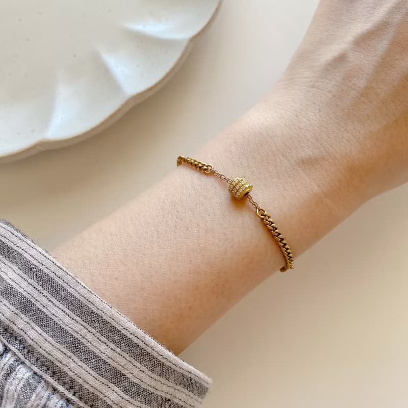 日光迴圈-鋯石 黃銅手鍊