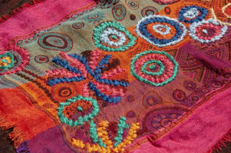喀什米爾Cashmere/水煮羊毛披肩/針織圍巾/刺繡圍巾/羊絨披巾-花