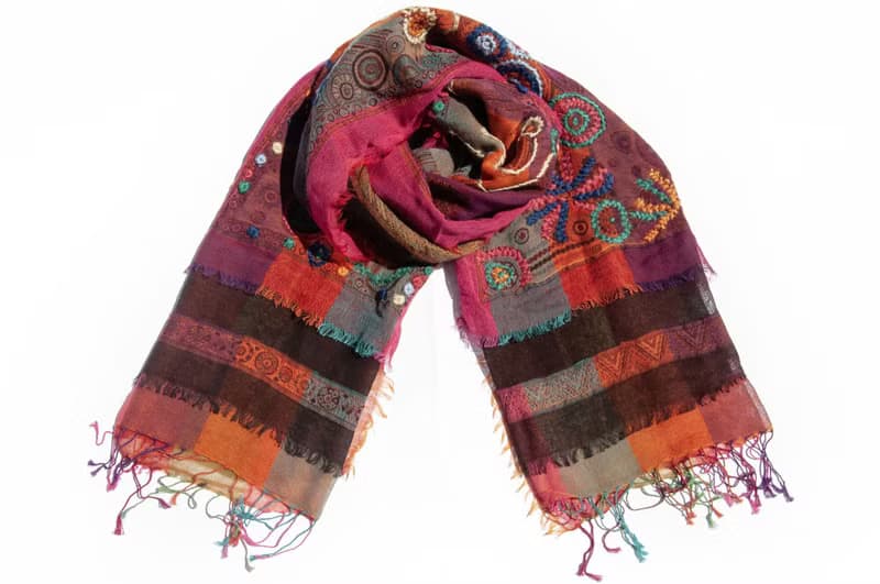 喀什米爾Cashmere/水煮羊毛披肩/針織圍巾/刺繡圍巾/羊絨披巾-花