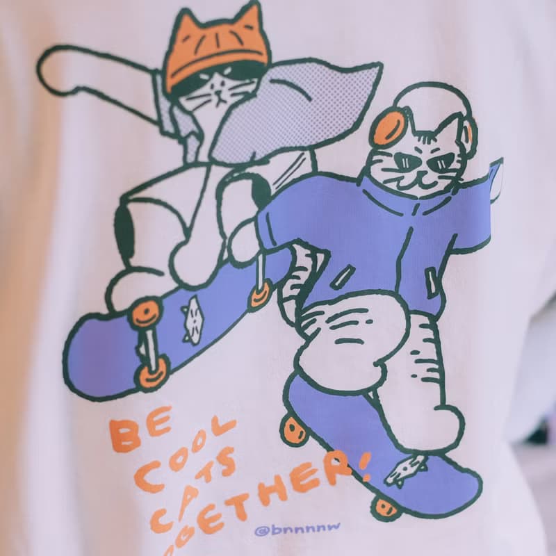 中性版短T-THE COOL CATS DUO-奶油白