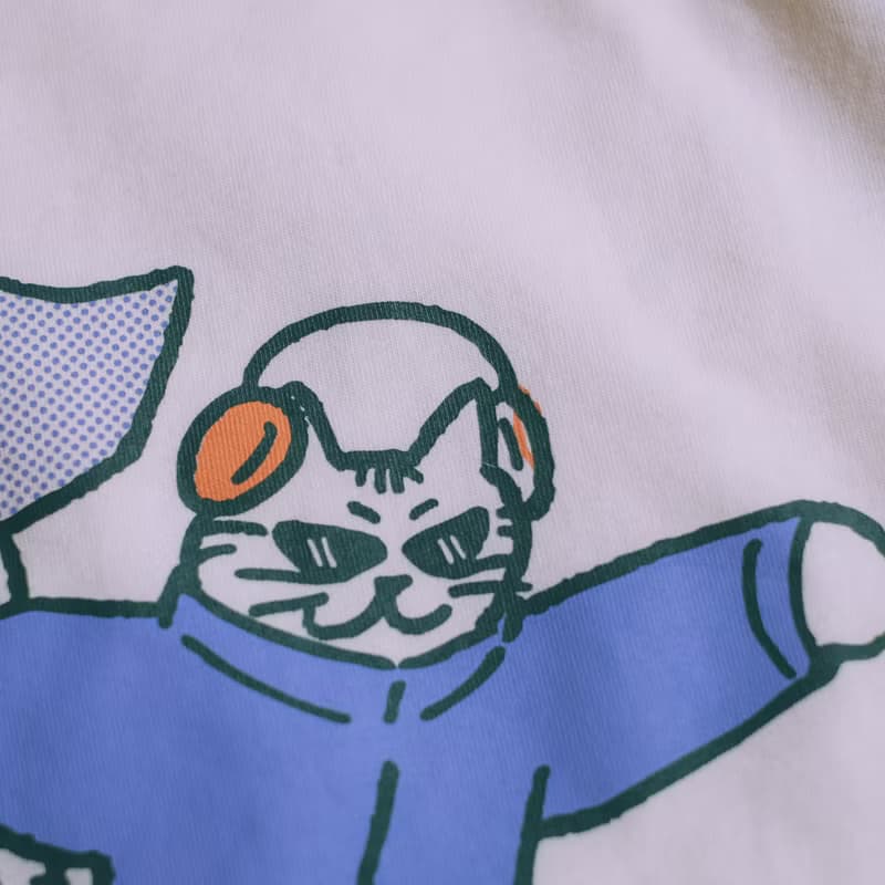 中性版短T-THE COOL CATS DUO-奶油白