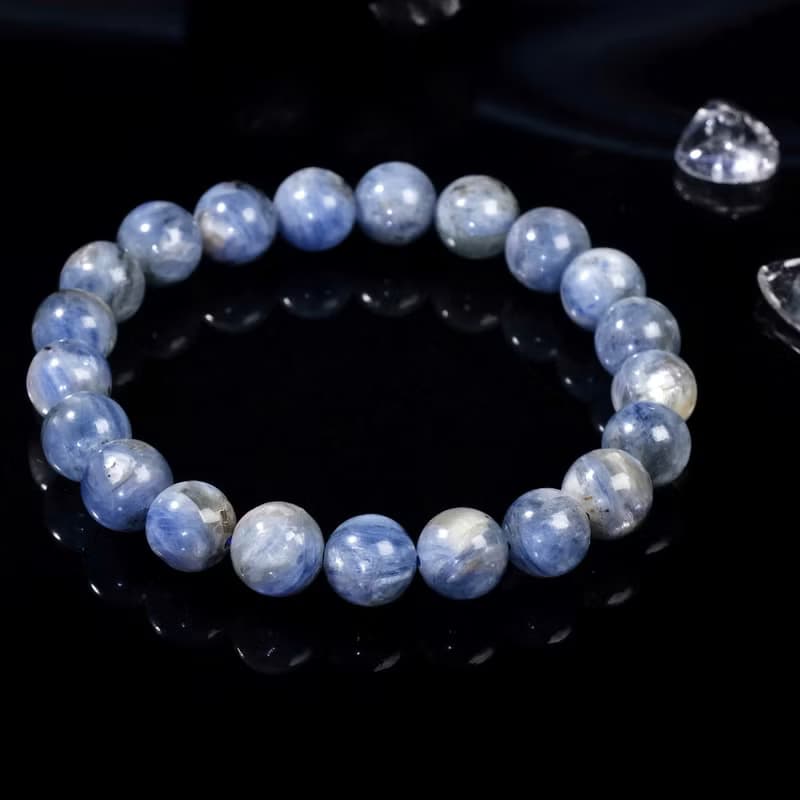 一圖一物│#488 9mm 油畫藍晶水晶手鍊 金祖母晶共生 淨化療癒