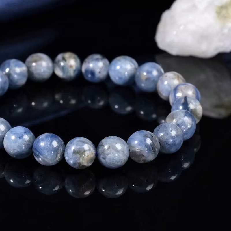 一圖一物│#488 9mm 油畫藍晶水晶手鍊 金祖母晶共生 淨化療癒